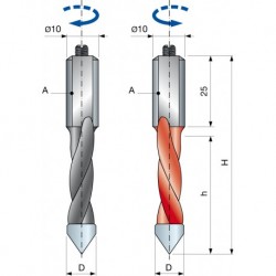 PF10M M&egrave;che pour per&ccedil;ages multiples - trous d&eacute;bouchants