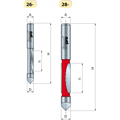 26-, 28- Trimm Fräser für Löcher