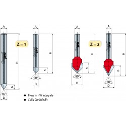 FRAISES POUR RAINURE EN - V 60&deg;, 90&deg;